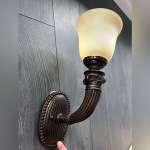 Elegant Wall Sconce with Frosted Glass Shade Light Fixture (Vtg)